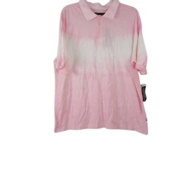Edgar Ash Mens Polo Shirt Pink Ombre Tie Dye Soft Cotton L New - Picture 1 of 3